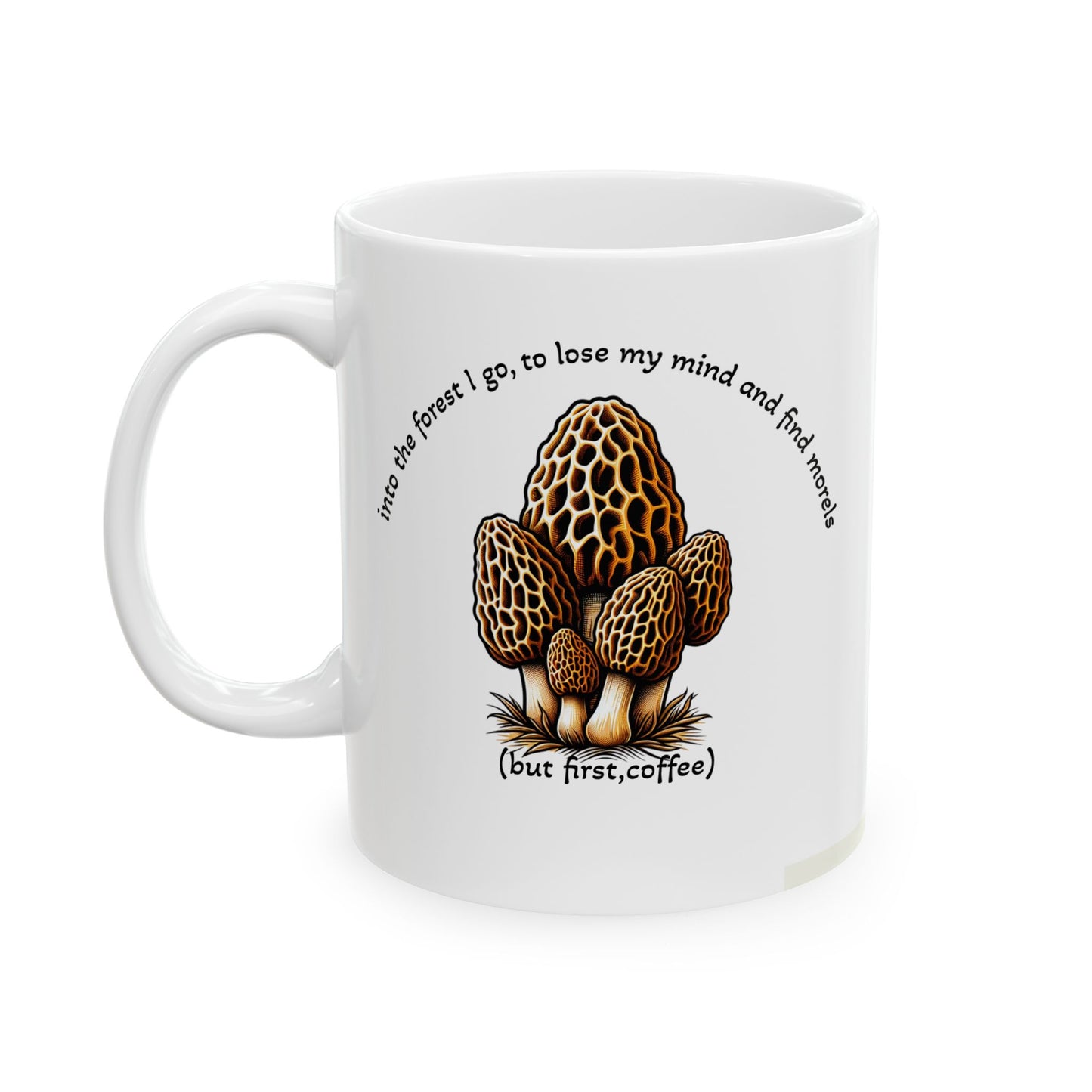 Nature-Inspired Ceramic Mug - 'But First, Coffee' with Mushroom Design