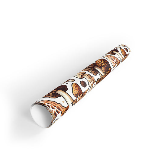 Mushroom Print Gift Wrapping Paper Roll - Rustic Brown Aesthetic for Nature Lovers