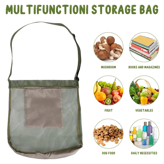 1/2Pcs Multipurpose Storage Bag Mesh Mushroom Foraging Bag With Adjustable Shoulder Strap Large Capacity Outdoor Shopping Pouch